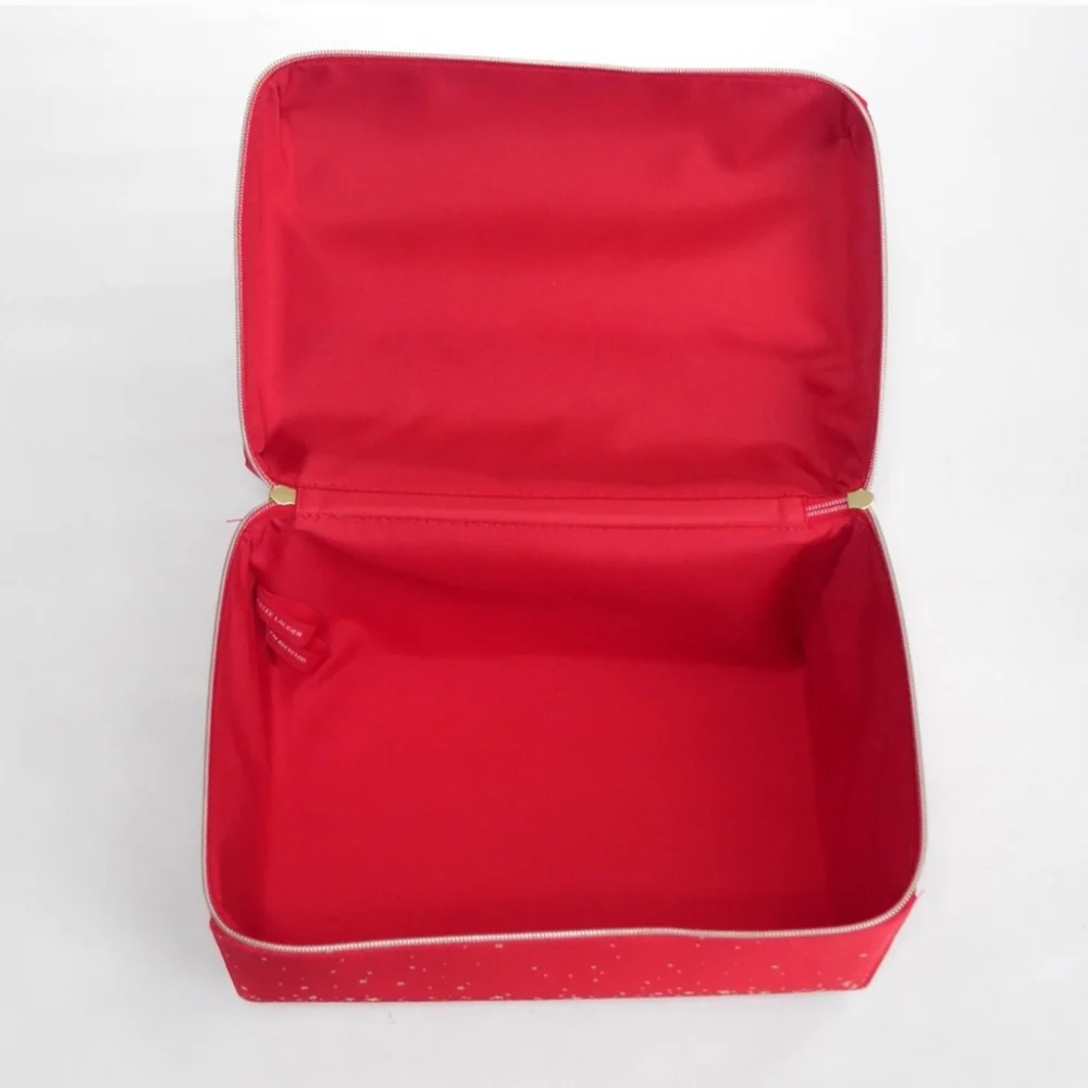 Estee Lauder Holiday Train Case Red Starry Cosmetic Bag Nylon 11